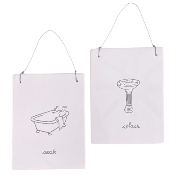 BATHROOM ART➕Whimsical Ceramic Plaques - Picture 1 of 4